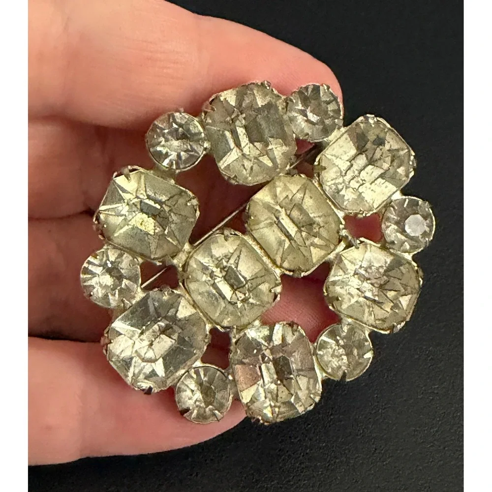 Vintage Rhinestone Brooch Estate Glam